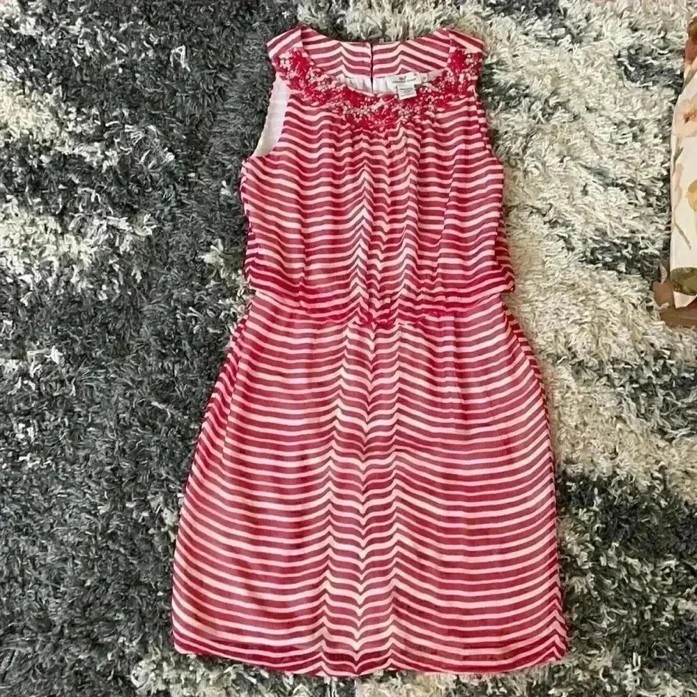 Vineyard vines candy cane Bejeweled silk dress XS